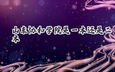 山东协和学院是一本还是二本