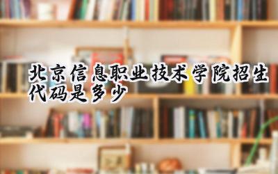 北京信息职业技术学院招生代码是多少