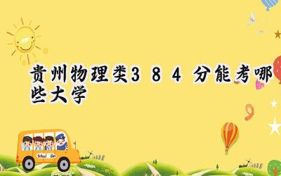 贵州物理类384分能考哪些大学