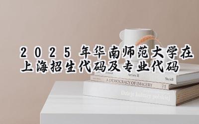 2025年华南师范大学在上海招生代码及专业代码