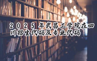 2025年武昌工学院在四川招生代码及专业代码