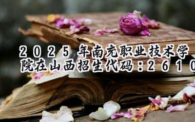 2025年南充职业技术学院在山西招生代码：2610