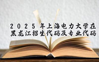 2025年上海电力大学在黑龙江招生代码及专业代码