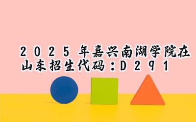 2025年嘉兴南湖学院在山东招生代码：D291