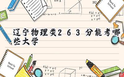 辽宁物理类263分能考哪些大学