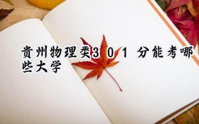贵州物理类301分能考哪些大学