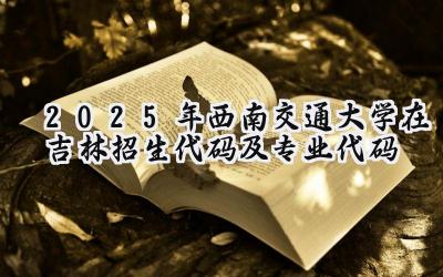 2025年西南交通大学在吉林招生代码及专业代码