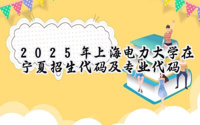 2025年上海电力大学在宁夏招生代码及专业代码