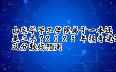 山东华宇工学院属于一本还是二本？2025年报考建议及分数线预测