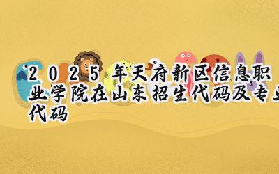 2025年天府新区信息职业学院在山东招生代码及专业代码