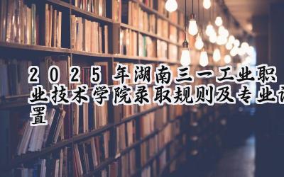2025年湖南三一工业职业技术学院录取规则及专业设置
