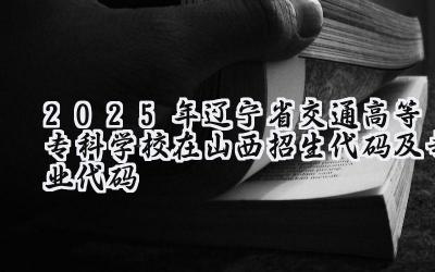 2025年辽宁省交通高等专科学校在山西招生代码及专业代码