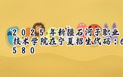 2025年新疆石河子职业技术学院在宁夏招生代码：6580