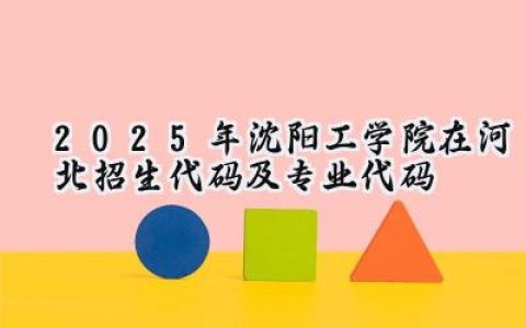 2025年沈阳工学院在河北招生代码及专业代码