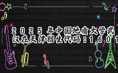 2025年中国地质大学(武汉)在天津招生代码：1601