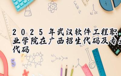 2025年武汉软件工程职业学院在广西招生代码及专业代码