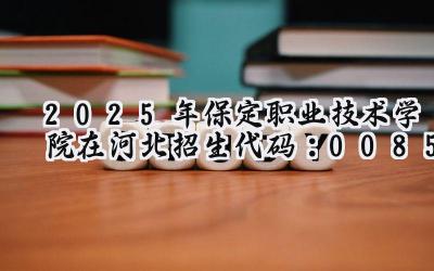 2025年保定职业技术学院在河北招生代码：0085